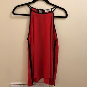 Red and black neck high tank top